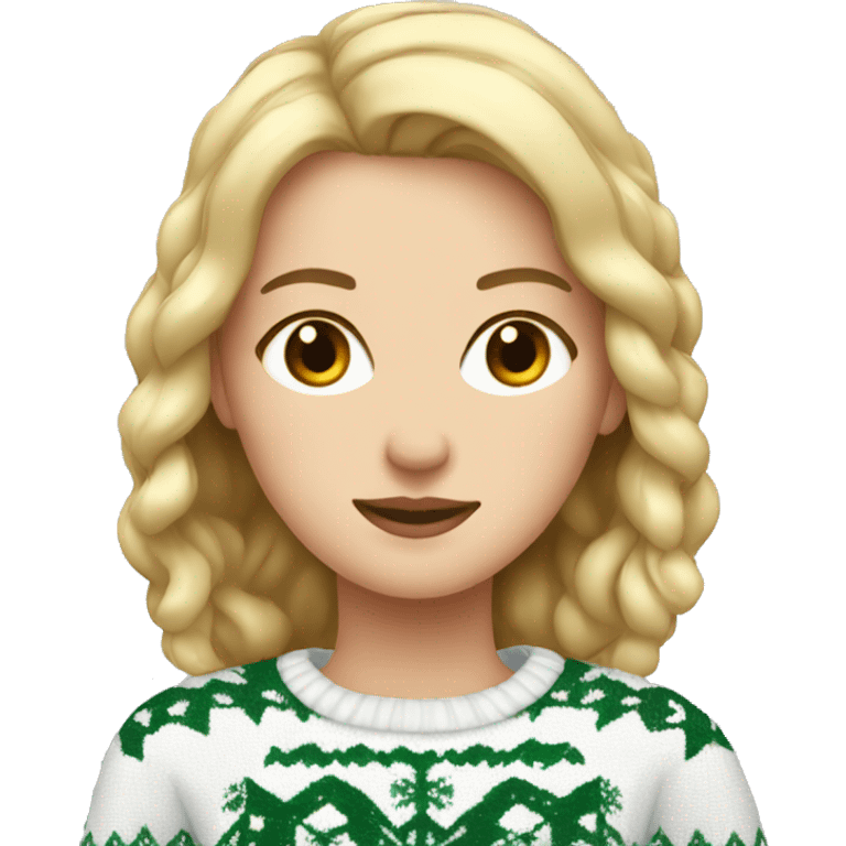 White Girl wearing in Christmas sweater  emoji