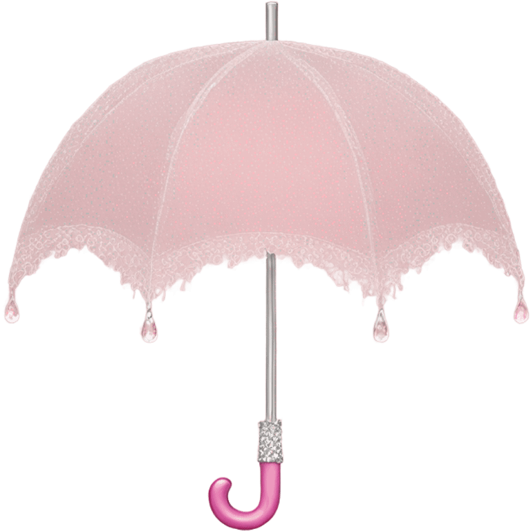 Pink laced umbrella with crystals emoji