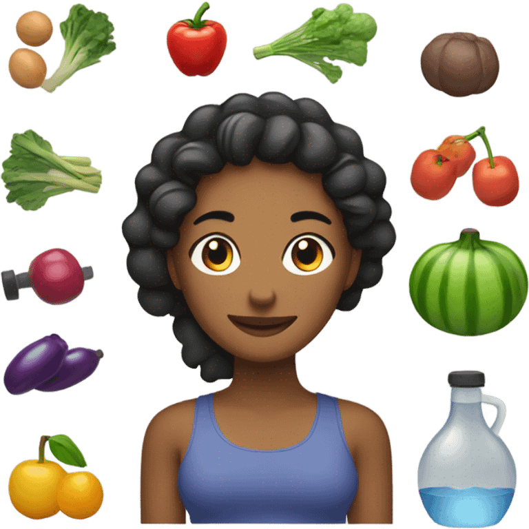 Generate a list of emoji combinations representing healthy habits related to exercise and nutrition. Include diverse women emojis and symbols of healthy foods. emoji