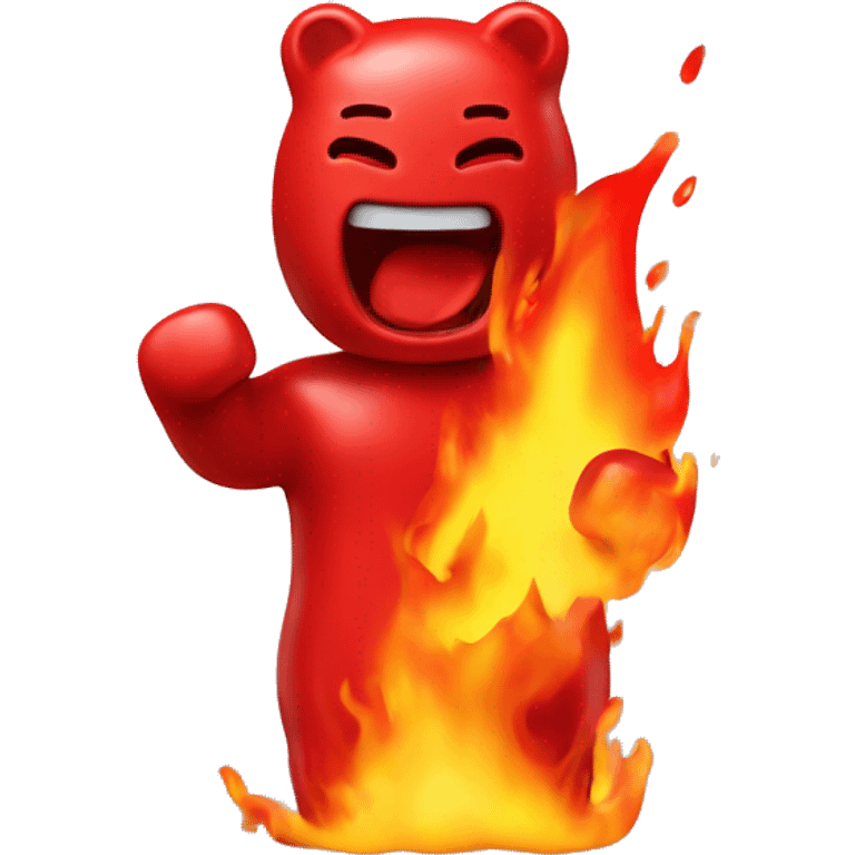 someone eating A red Gummy Bear on Fire emoji