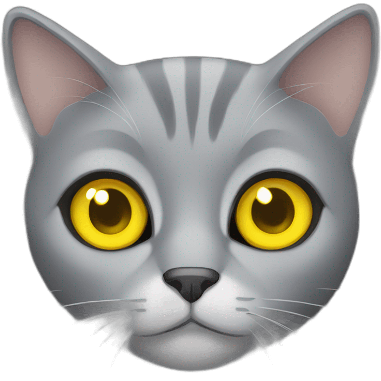 grey cat with yellow eyes emoji