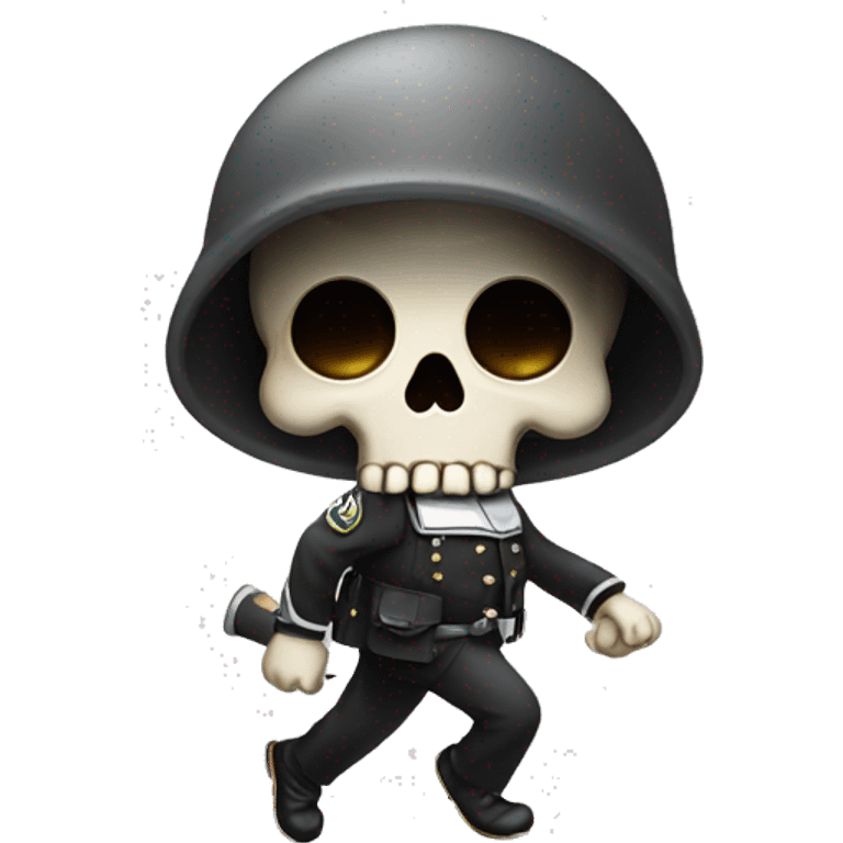 skull cute head marching with "raid" sign emoji