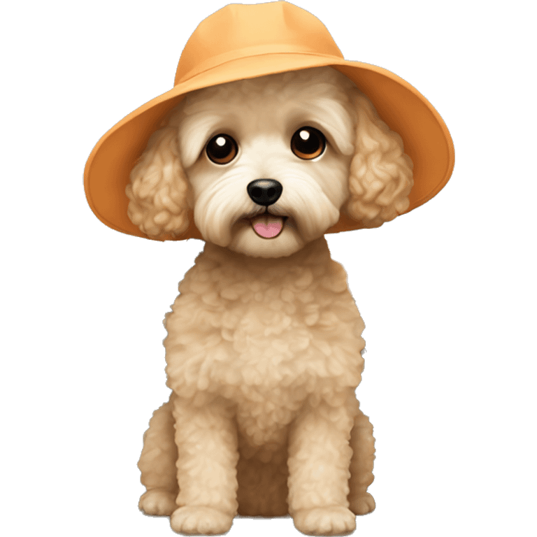 Camping with peach maltipoo emoji