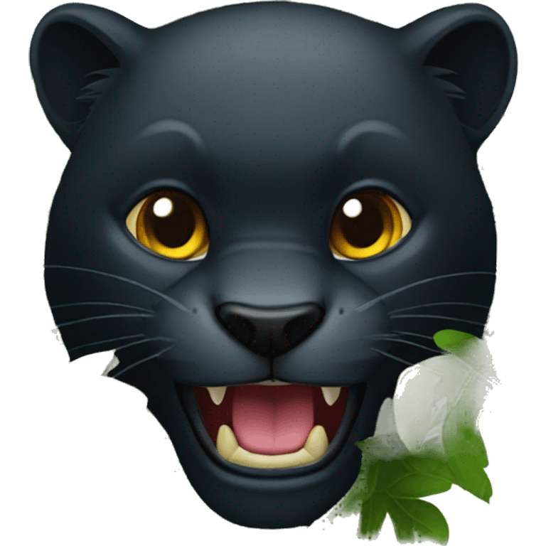 black panter animal with a sharp tooth behind a bush emoji