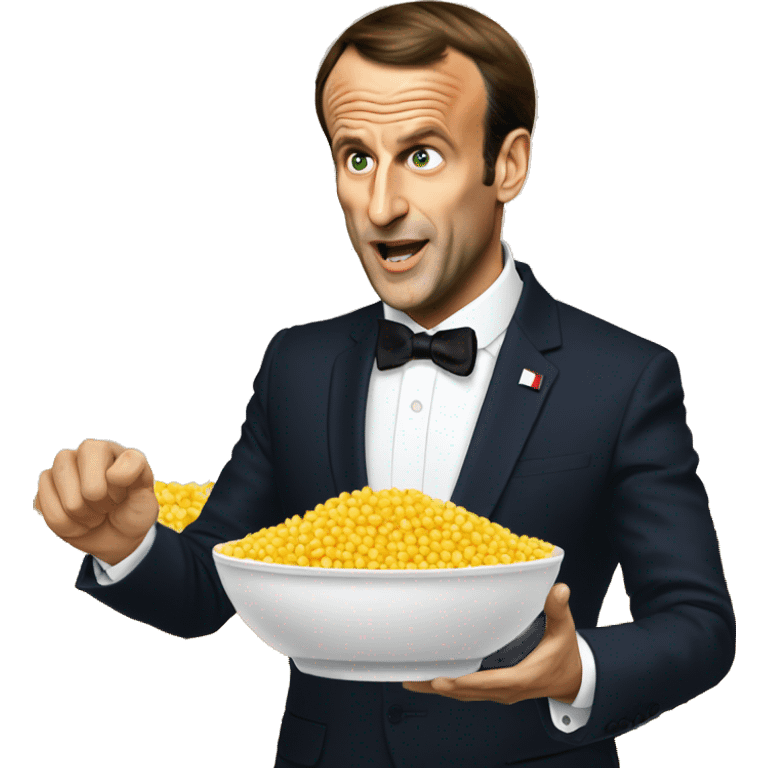 Emmanuel Macron mange du couscous emoji