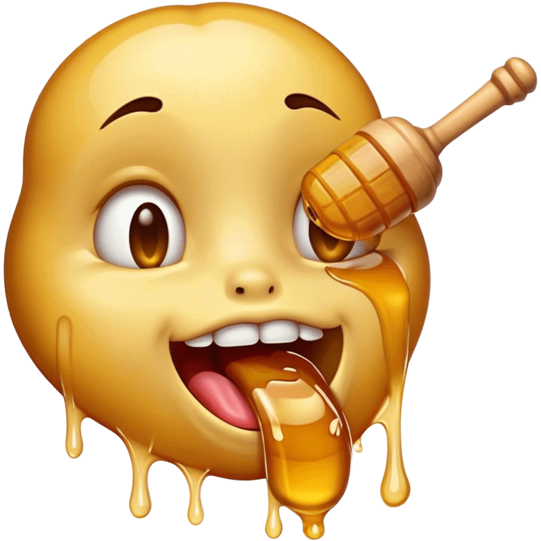 drooling emoji licking honey but the honey is covering its tongue kinda emoji