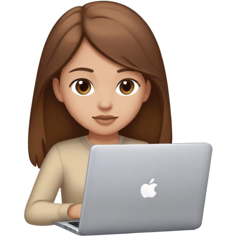 Brow hair girl with a laptop  emoji