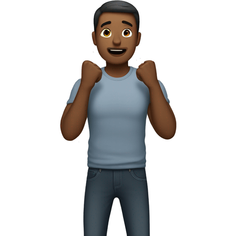 a man asking for hug by showing his arms emoji