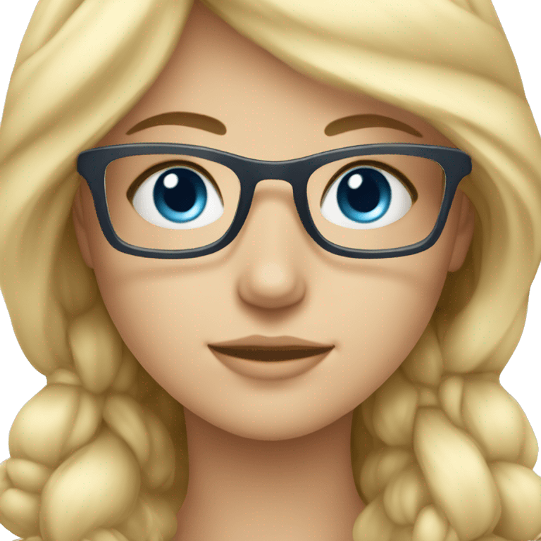 beautiful blond girl with grey-blue eyes and cute glasses  emoji