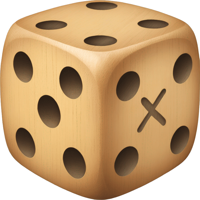 wooden dice with x2 carved on it emoji