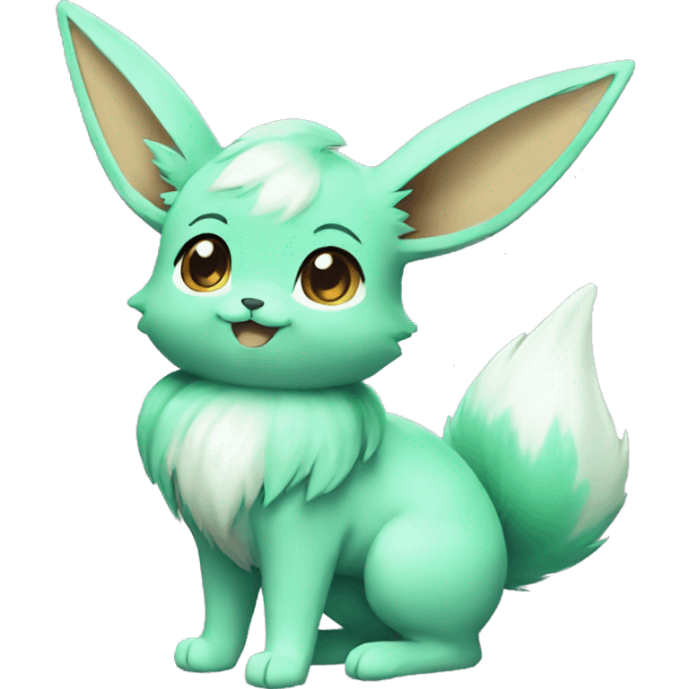 Kawaii Shiny Pastel Green Eevee Full Body emoji