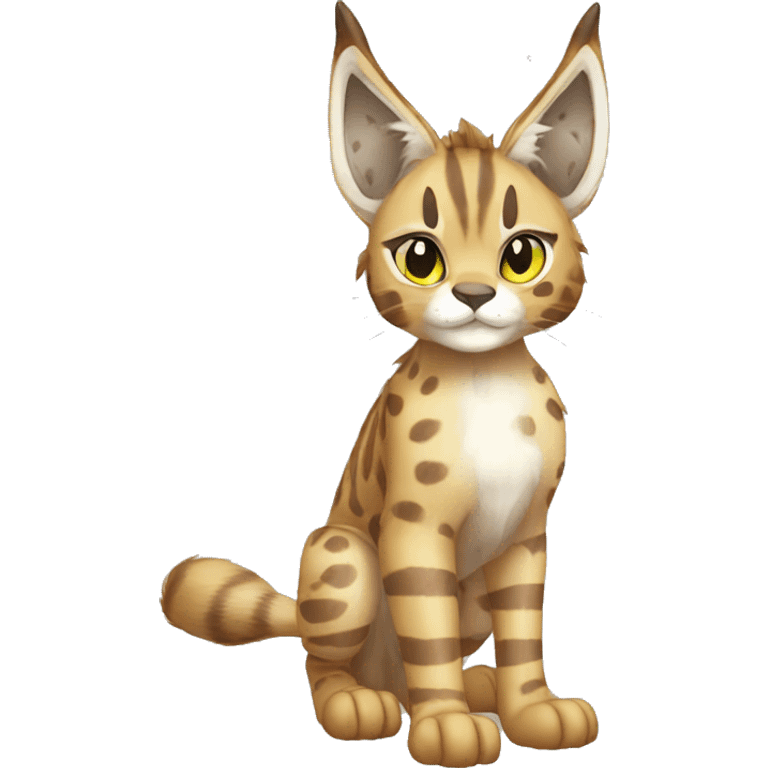 Striped and spotted Lynx-Caracal-Fakemon-hybrid full body emoji