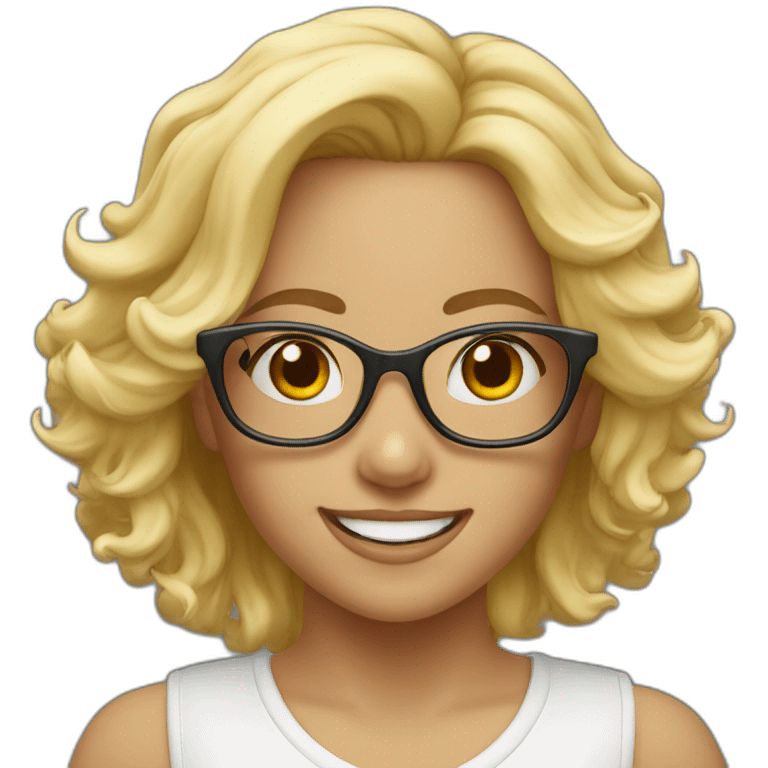 Happy dance girl blond glasses emoji