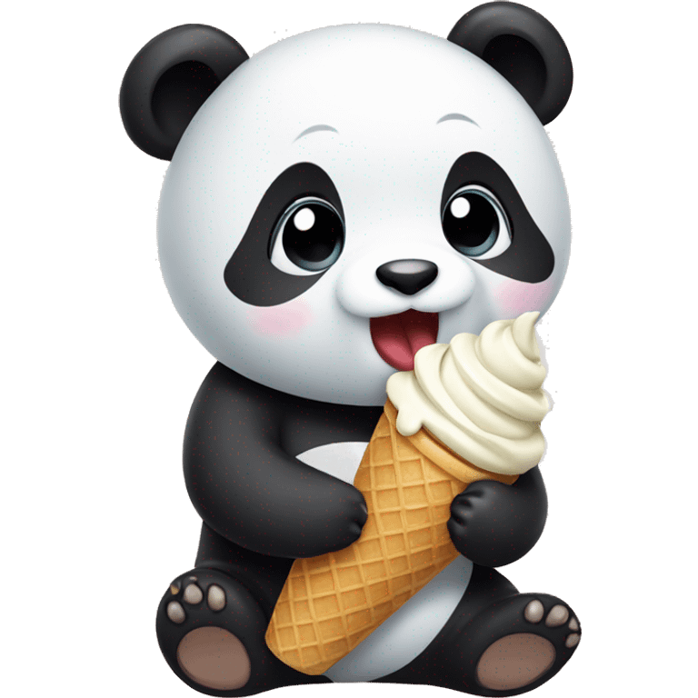 Panda eating ice cream emoji