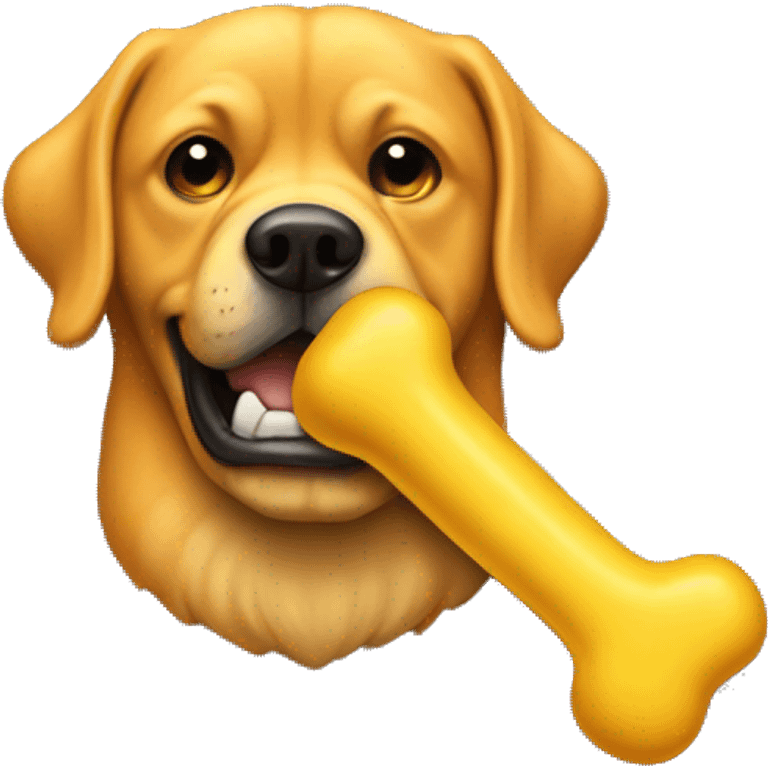 Emoji sucking on a yellow dog bone  emoji