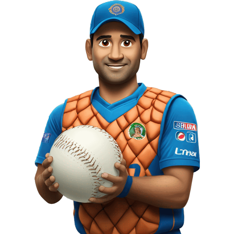 Dhoni with ball emoji