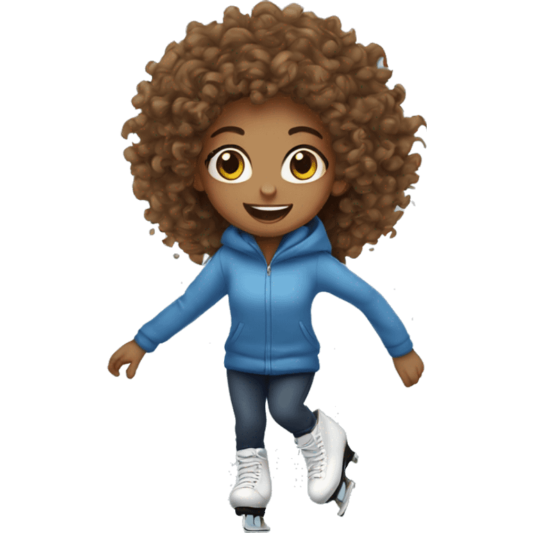 curly girl skating on rink emoji