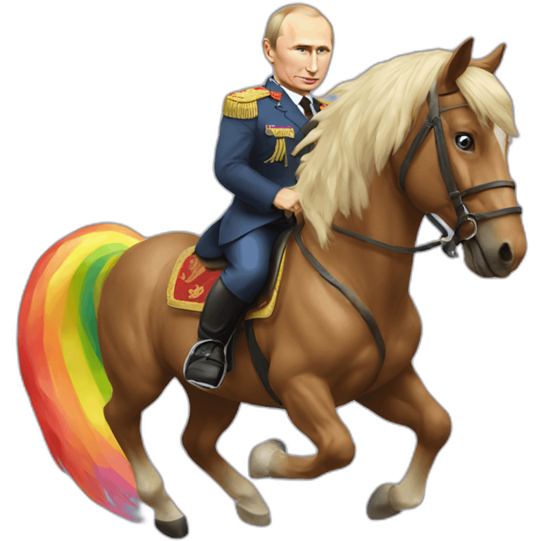 Vladimir putin riding a rainbow horse emoji