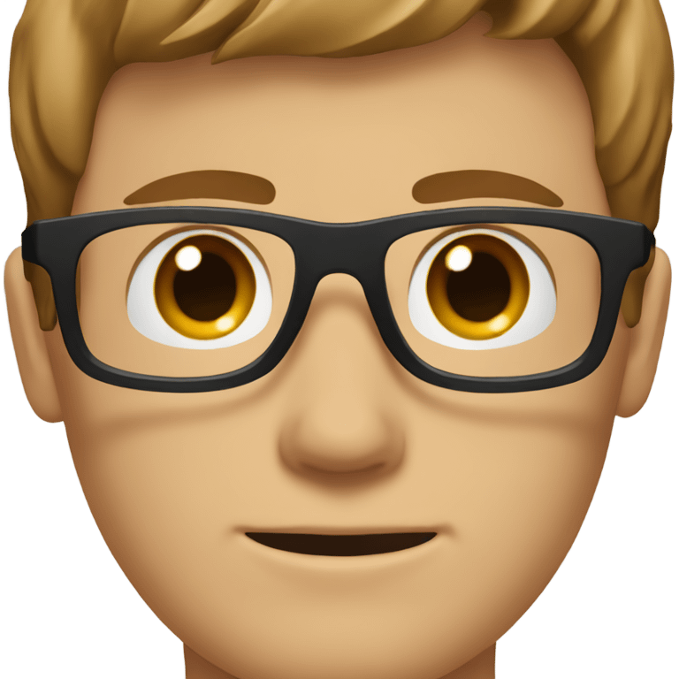 white boy with brown hair, hazel eyes, and black glasses emoji