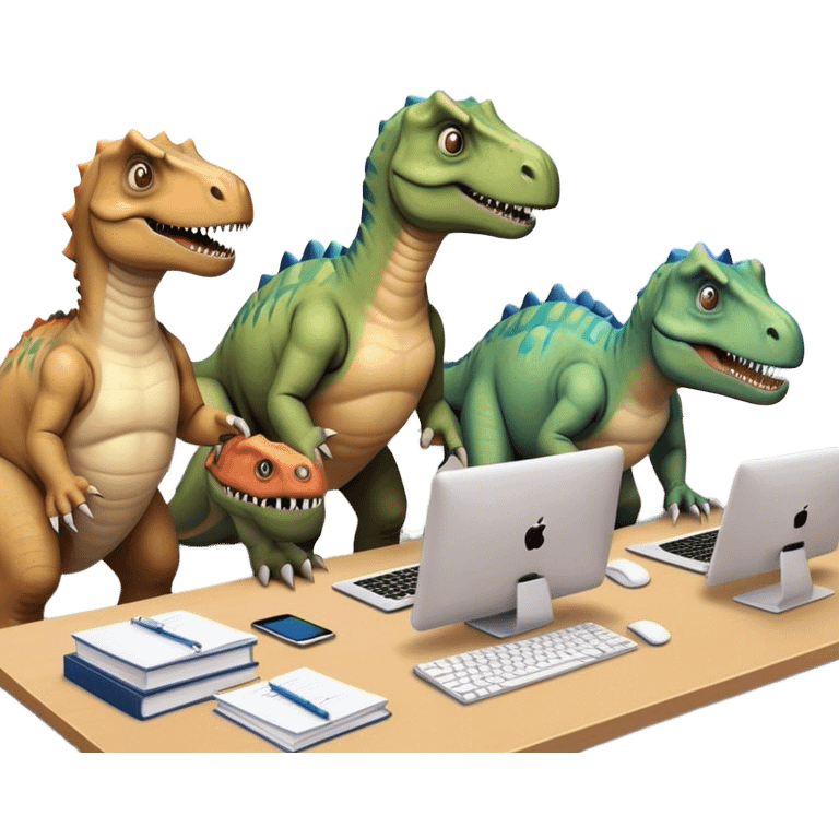 old dinosaurs working in an office emoji