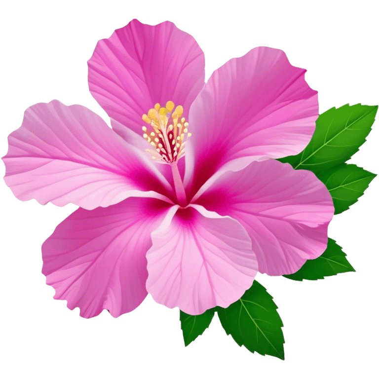 Cinematic Realistic image of a Mugunghwa flower (Rose of Sharon), rendered with delicate petal textures and vibrant pink hues, set against a minimalist background with gentle, diffused lighting that highlights its national significance emoji