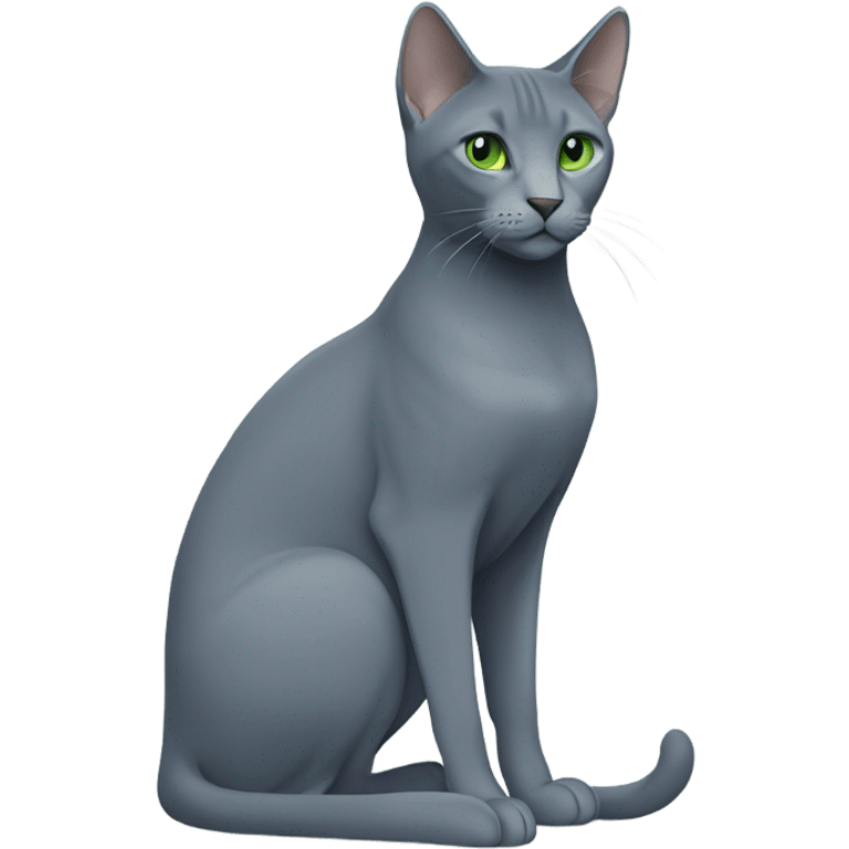 Russian blue with green eyes side profile full body seeing left side emoji