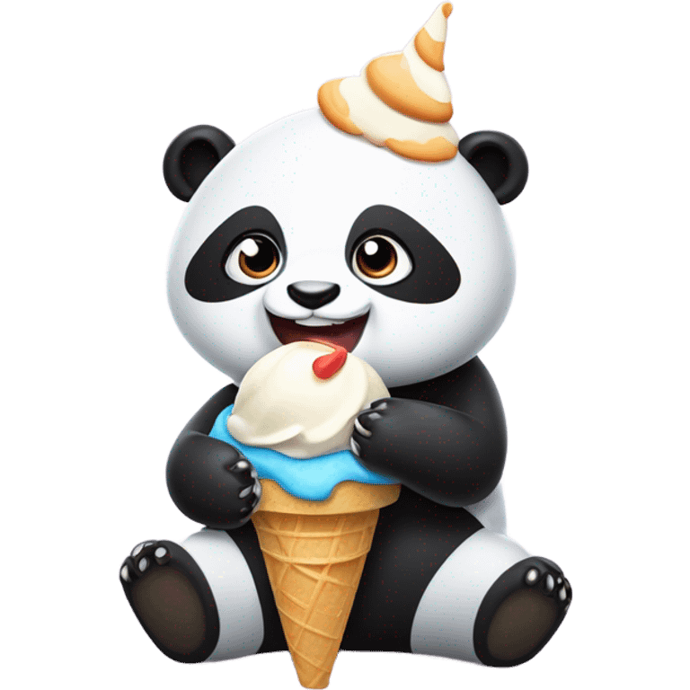 Panda eating ice cream emoji