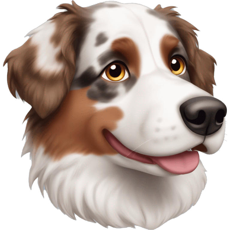 Red merle Australian Shepherd with one blue eye and one brown eye emoji