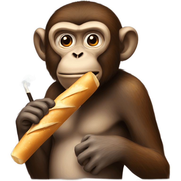 Monkey with baguette smoking  emoji