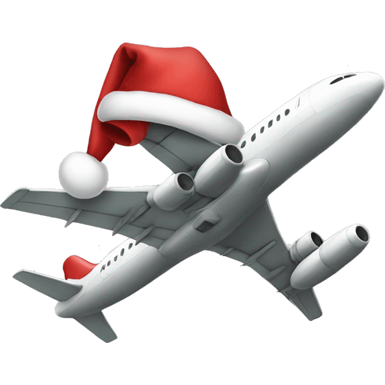 Airplane with Christmas hat emoji