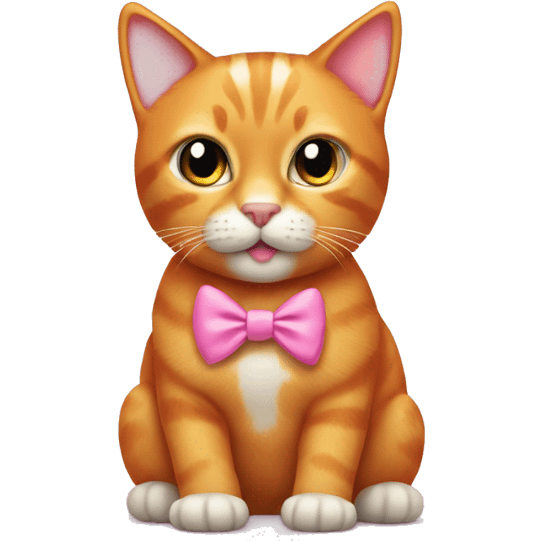 ginger cat with a pink bow on its head emoji