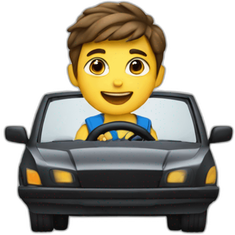 a boy driving a car emoji