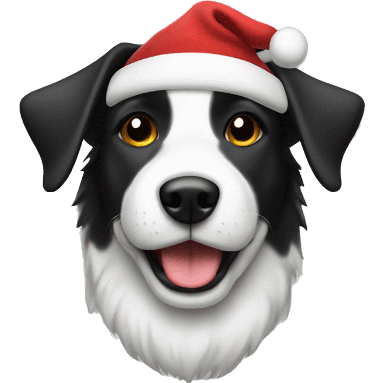 white and black dog as santa emoji