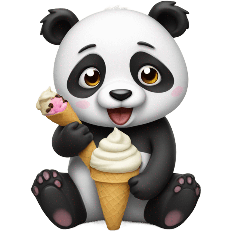 Panda eating ice cream emoji