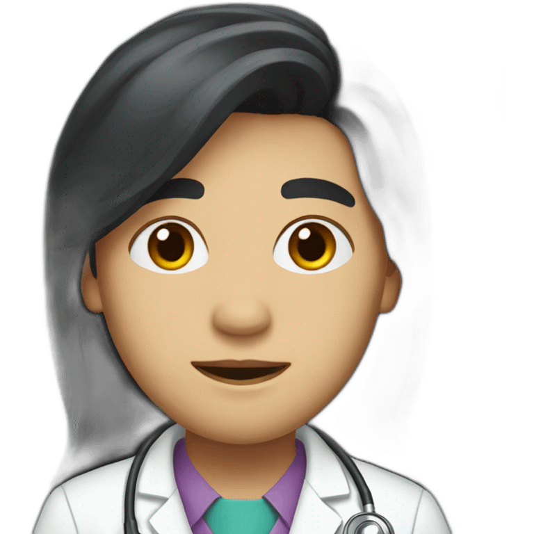 doctor with long black hair emoji