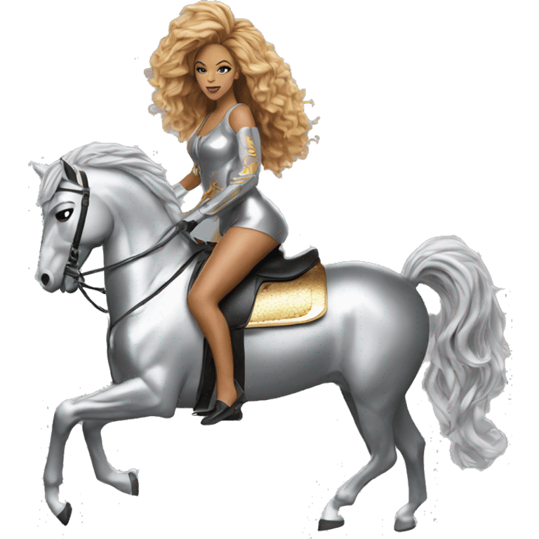 Beyonce on a silver horse emoji