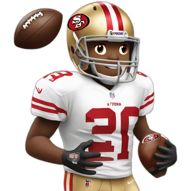 a 49ers player holding lombardi trophy emoji