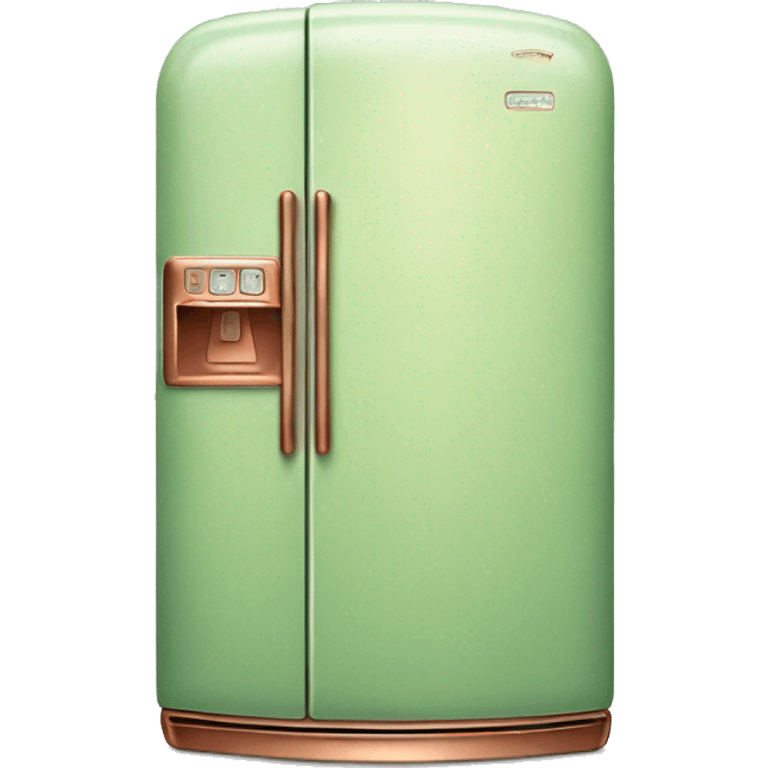 Realistic pastel green and metallic copper vintage fridge.  emoji