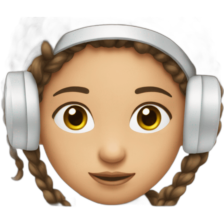 A girl wearing a headband watching YouTube on an ipad emoji