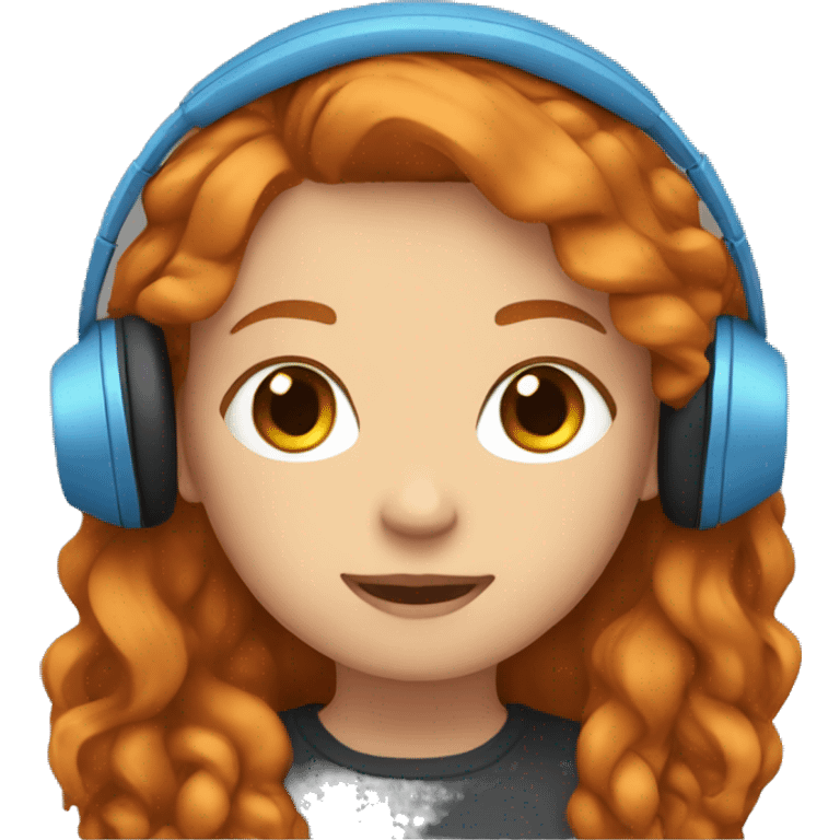 girl with ginger hair blue eyes and headphones  emoji