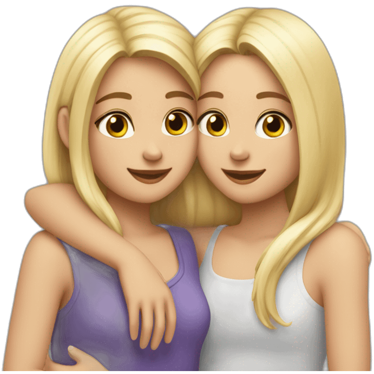 two girls, blonde and brunette hug each othertwo girls, blonde and brunette hug each other emoji