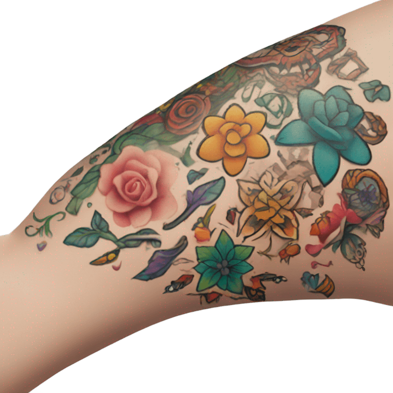 White girl arm with tattoos emoji