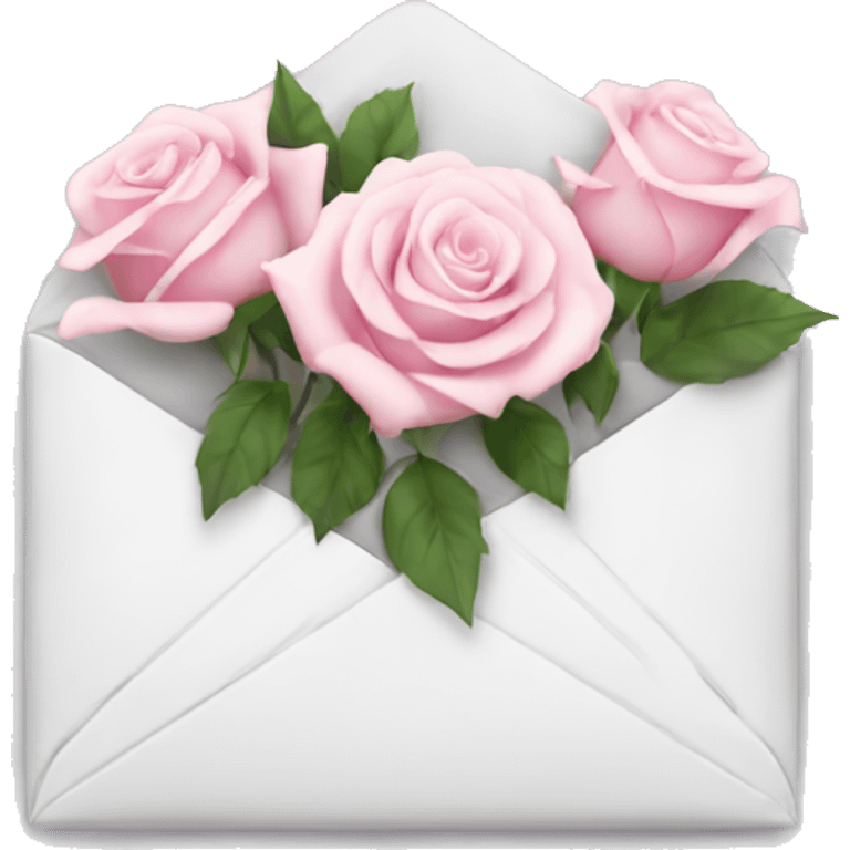 White envelope with light pink roses emoji