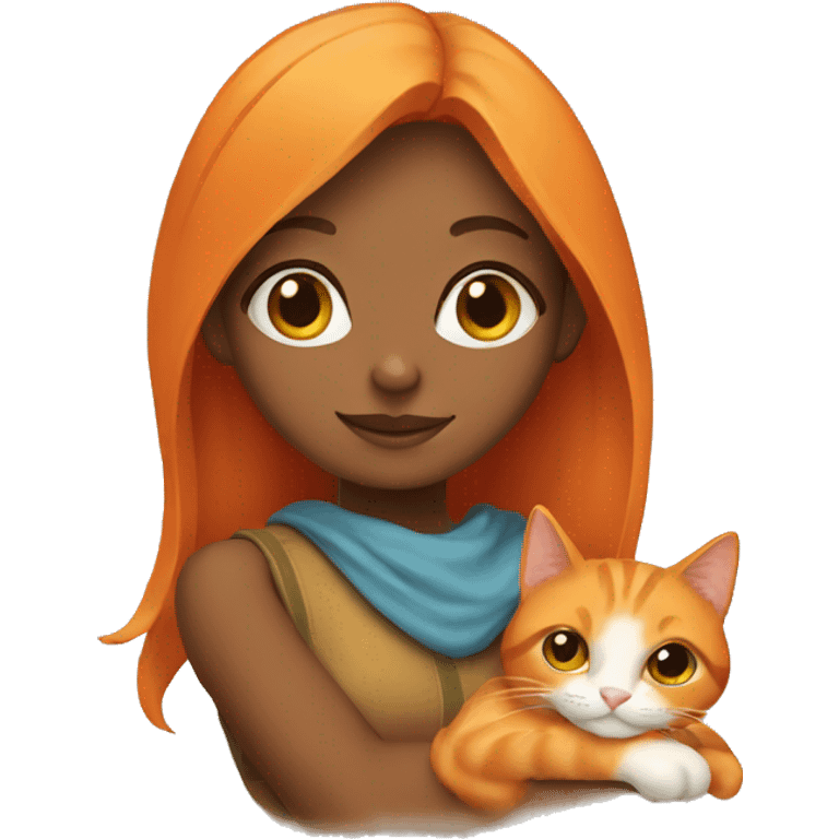 Girl with orange cat emoji