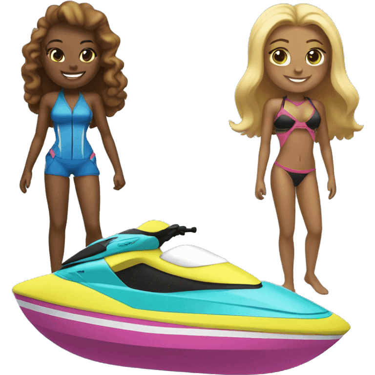 two girls on a jet ski  emoji