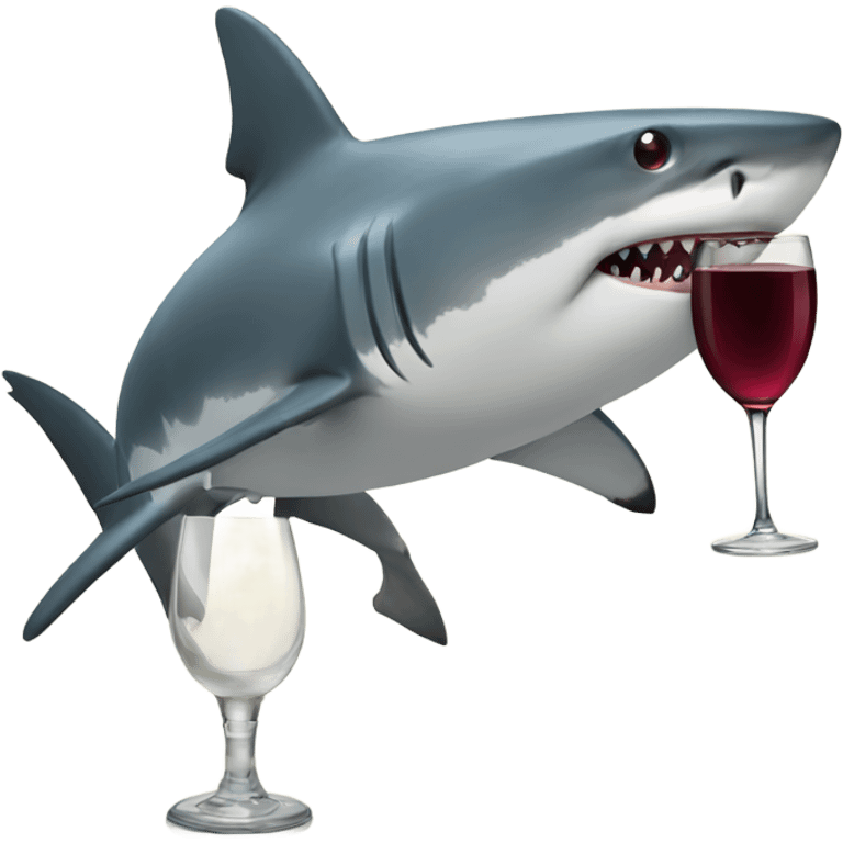 Shark drinking a glass of wine emoji