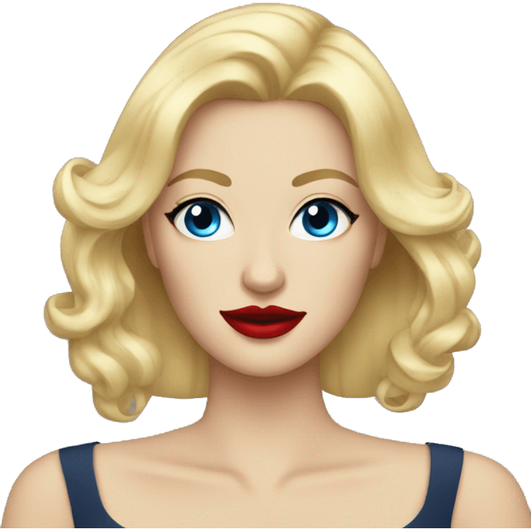 blonde hair blue eye woman with red lipstick emoji