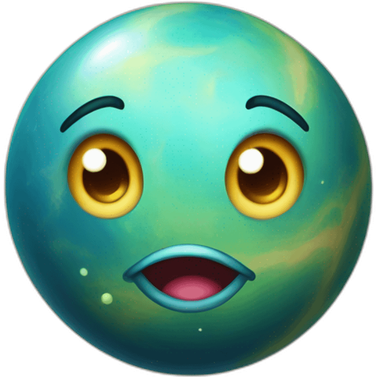 planet Venus with a cartoon joyous face with big stupid eyes emoji