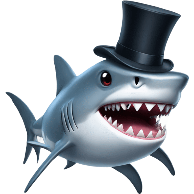 Shark with a top hat emoji