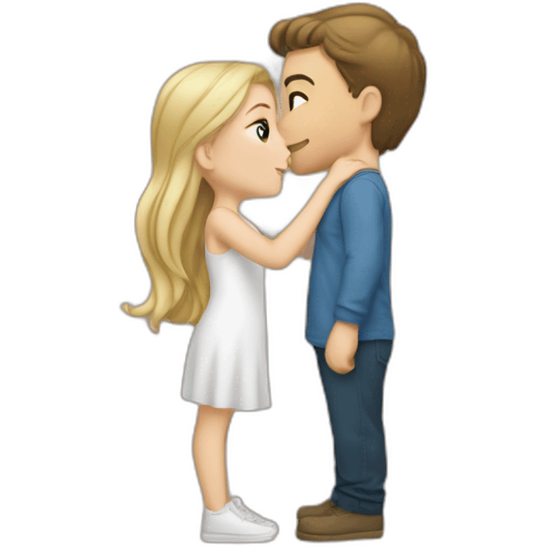 white girl kissing white boy emoji